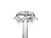 Floral Frame Engagement Ring Setting for Radiant Cut Center with Accent Clusters and Prong Head in Platinum