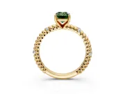Rope Engagement Ring Setting for Fancy Green Emerald Cut Center with Accent Shoulders and Prong Head in Yellow Gold