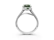 Solitaire Engagement Ring Setting for Fancy Green Radiant Cut Center with Accented Split Shank and Prong Head in Platinum