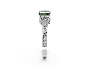 Solitaire Engagement Ring Setting for Fancy Green Princess Cut Center with Marquise and Bezel Accents and Prong Head in Platinum