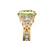 Cluster Engagement Ring Setting for Fancy Yellow Princess Cut Center with Bezel Accent Clusters and Prong Head in Yellow Gold