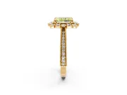 Milgrain Halo Engagement Ring Setting for Fancy Yellow Radiant Cut Center with Bezel Point Accents and Prong Head in Yellow Gold
