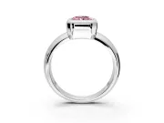 Solitaire Engagement Ring Setting for Fancy Pink Radiant Cut Center with Wide Band and Bezel Head in Sterling Silver