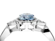 Cluster Engagement Ring Setting for Fancy Blue Pear-Shaped Center with Milgrain Shoulder Clusters and Prong Head in White Gold