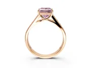 Solitaire Engagement Ring Setting for Fancy Pink Princess Cut Center with Cathedral Channel Band and Prong Head in Rose Gold