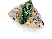 Leaf Cluster Engagement Ring Setting for Fancy Green Marquise Center with Marquise Accents and Prong Head in Rose Gold