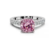 Solitaire Engagement Ring Setting for Fancy Pink Cushion Cut Center with Crossover Accents and Prong Head in Platinum