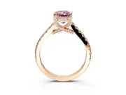 Solitaire Engagement Ring Setting for Fancy Pink Radiant Cut Center with Widening Pave Band and Claw Prong Head in Rose Gold