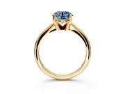 Solitaire Engagement Ring Setting for Fancy Blue Round Cut Center with Knife Ridge Band and Claw Prong Head in Yellow Gold