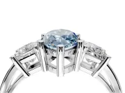 3 Stone Engagement Ring Setting for Fancy Blue Marquise Center with Matching Side Accents and Prong Head in Sterling Silver