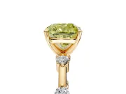 Solitaire Engagement Ring Setting for Fancy Yellow Cushion Cut Center with Bezel Station Band and Prong Head in Yellow Gold