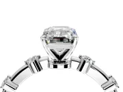 Solitaire Engagement Ring Setting for Emerald Cut Center with Bezel Station Band and Prong Head in Platinum