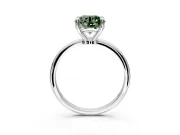 Minimalist Solitaire Engagement Ring Setting for Fancy Green Round Cut Center with Thin Band and Prong Head in Platinum