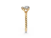 Solitaire Engagement Ring Setting for Heart-Shaped Center with Plain Twisted Rope Band and Prong Head in Yellow Gold