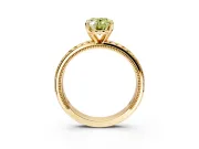 Solitaire Engagement Ring Setting for Fancy Yellow Oval Center with Milgrain X Pattern Band and Prong Head in Yellow Gold