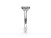Solitaire Engagement Ring Setting for Emerald Cut Center with Reverse Tapered Band and Prong Head in Platinum