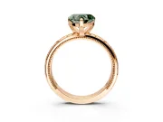 Solitaire Engagement Ring Setting for Fancy Green Heart-Shaped Center with Scrollwork Band and Prong Head in Rose Gold
