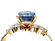 Solitaire Engagement Ring Setting for Fancy Blue Radiant Cut Center with Marquise Accent Twist Band and Prong Head in Yellow Gold