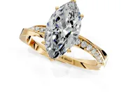Side Accent Engagement Ring Setting for Marquise Center with Accent Shoulders and Prong Head in Yellow Gold