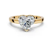 Solitaire Engagement Ring Setting for Heart-Shaped Center with Plain Band and Flat Tab Prong Head in Yellow Gold