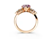 Cluster Engagement Ring Setting for Fancy Pink Heart-Shaped Center with 2-Row Shoulder Clusters and Prong Head in Rose Gold