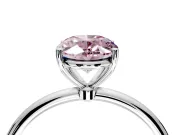 Solitaire Engagement Ring Setting for Fancy Pink Oval Center with Straight Thin Band and Prong Head in Platinum