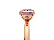 Low-Set Solitaire Engagement Ring Setting for Fancy Pink Princess Cut Center with Thin Plain Band and Prong Head in Rose Gold