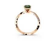Side Accent Engagement Ring Setting for Fancy Green Radiant Cut Center with Accent Shoulders and Prong Head in Rose Gold