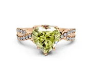 Solitaire Engagement Ring Setting for Fancy Yellow Heart-Shaped Center with Narrow Twist Pave Band and Prong Head in Rose Gold