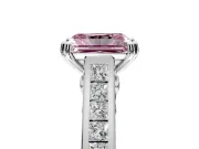 Solitaire Engagement Ring Setting for Fancy Pink Radiant Cut Center with Channel Band and Double Claw Prong Head in White Gold