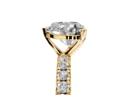Solitaire Engagement Ring Setting for Heart-Shaped Center with Shared-Prong Accents and Prong Head in Yellow Gold