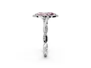 Halo Engagement Ring Setting for Fancy Pink Marquise Center with Twist Band and Prong Head in White Gold