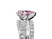 Solitaire Engagement Ring Setting for Fancy Pink Pear-Shaped Center with Woven 3-Strand Pave Band and Prong Head in Platinum