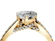 Solitaire Engagement Ring Setting for Heart-Shaped Center with Crossover Accents and Prong Head in Yellow Gold