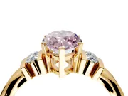 Solitaire Engagement Ring Setting for Fancy Pink Marquise Center with Grooved Bar Accent Band and Prong Head in Yellow Gold