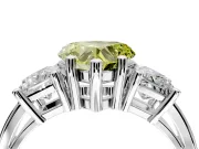 3 Stone Engagement Ring Setting for Fancy Yellow Heart-Shaped Center with Matching Side Accents and Prong Head in Platinum