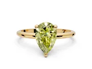 Minimalist Solitaire Engagement Ring Setting for Fancy Yellow Pear-Shaped Center with Thin Band and Prong Head in Yellow Gold