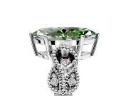 Leaf Engagement Ring Setting for Fancy Green Marquise Center with Milgrain Accent Band and Prong Head in Sterling Silver