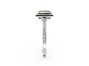 Halo Engagement Ring Setting for Fancy Green Princess Cut Center with Pave Accents, Heart Basket and Prong Head in Platinum