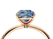 Solitaire Engagement Ring Setting for Fancy Blue Cushion Cut Center with Straight Thin Band and Prong Head in Rose Gold