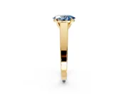 Solitaire Engagement Ring Setting for Fancy Blue Oval Center with Tapered Split Shoulders and Prong Head in Yellow Gold