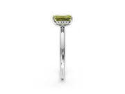 Hidden Halo Engagement Ring Setting for Fancy Yellow Emerald Cut Center with Thin Round-Wire Band and Prong Head in Platinum