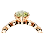 Solitaire Engagement Ring Setting for Fancy Yellow Marquise Center with Beaded Bezel Station Band and Prong Head in Rose Gold