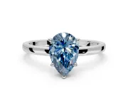 Hidden Halo Engagement Ring Setting for Fancy Blue Pear-Shaped Center with Plain Band and Tall Prong Head in Platinum