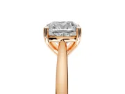 Solitaire Engagement Ring Setting for Cushion Cut Center with Narrow Cathedral Band and Prong Head in Rose Gold