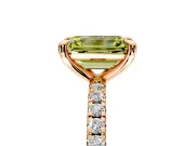 Solitaire Engagement Ring Setting for Fancy Yellow Emerald Cut Center with Fine Pave Narrow Band and Prong Head in Rose Gold