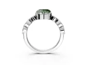Vintage Station Engagement Ring Setting for Fancy Green Heart-Shaped Center with Accents and Prong Head in Platinum