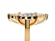 Single Halo Engagement Ring Setting for Fancy Pink Marquise Center with Corner Claws, Plain Band and Prong Head in Yellow Gold