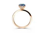 Solitaire Engagement Ring Setting for Fancy Blue Round Cut Center with Thin Rounded Plain Band and Prong Head in Rose Gold