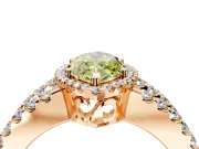 Halo Engagement Ring Setting for Fancy Yellow Marquise Center with Wide-Open Pave Split Shank and Prong Head in Rose Gold